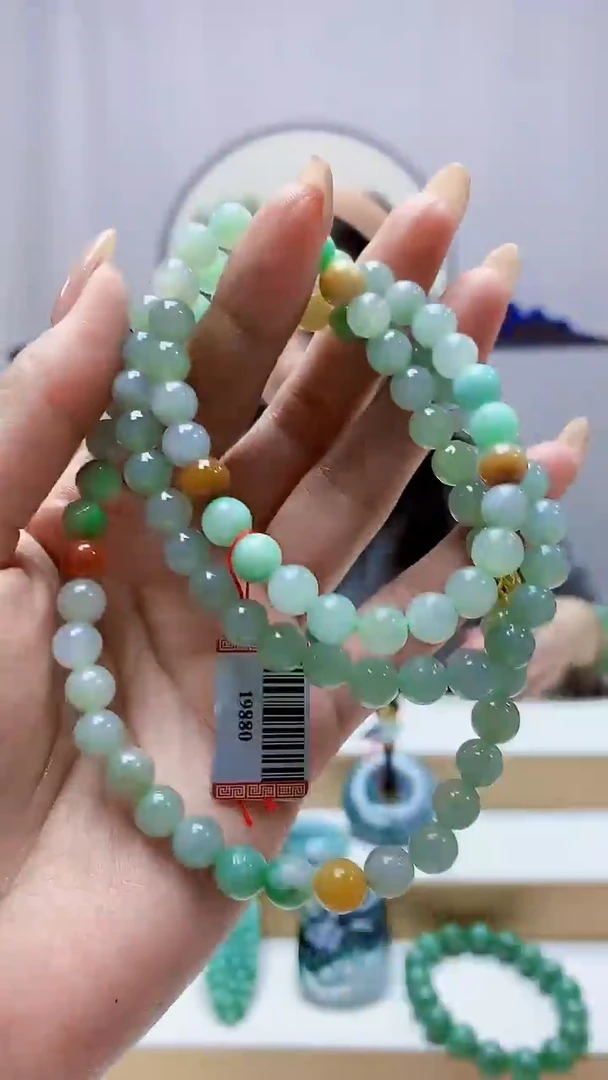 未镶嵌定制翡翠4852MM-毛货珠链54