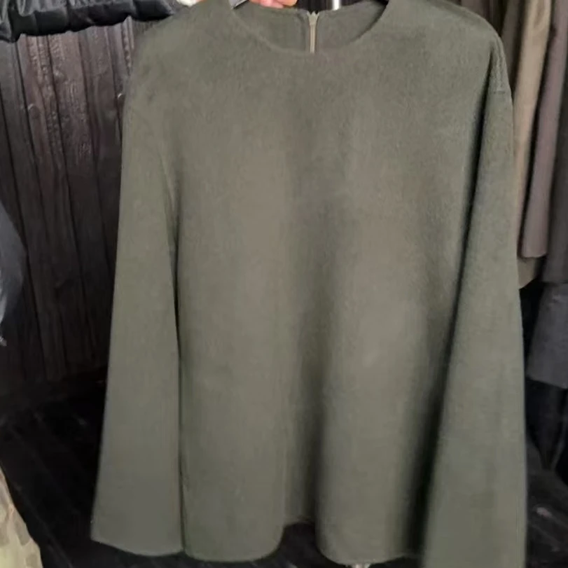 WAWA【新年大促】春季宽松时尚百搭套头拉链羊绒羊毛衫2303B