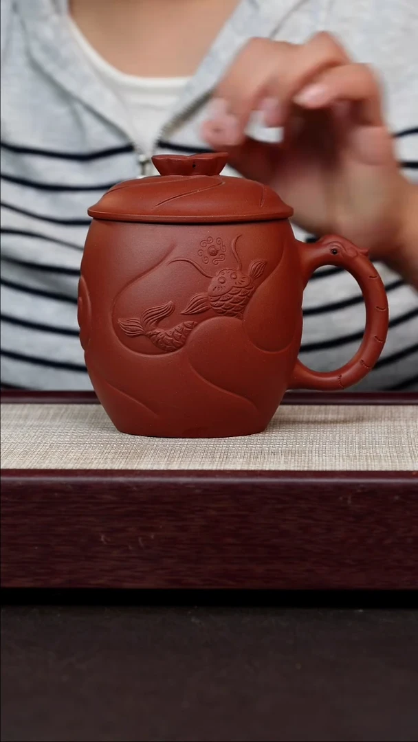 茶杯紫砂鱼化龙杯
