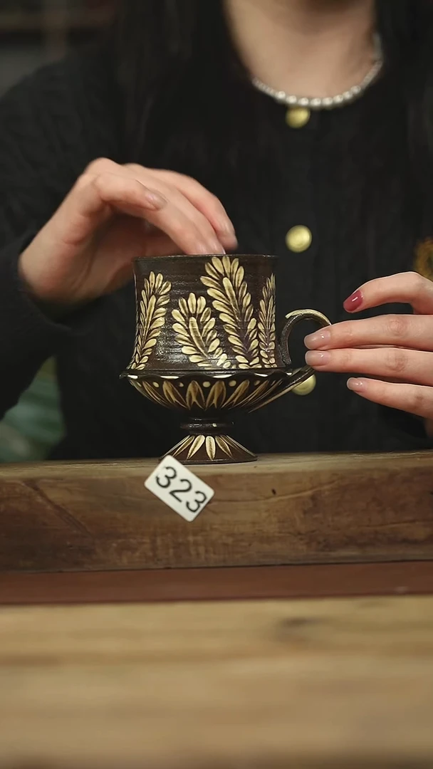 设计师手作款 听歌手绘咖啡杯