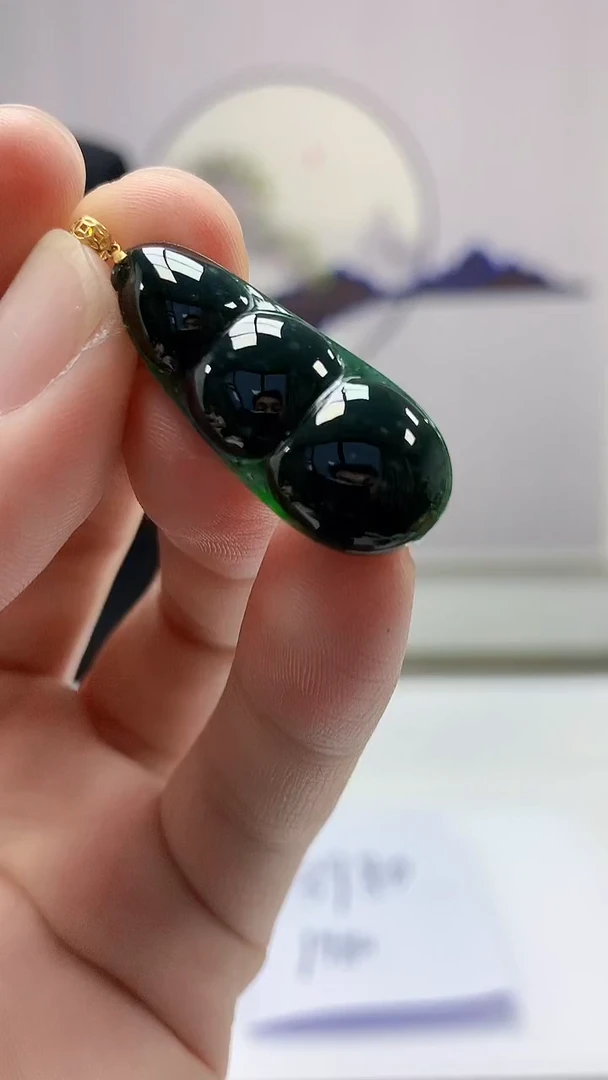 【闪购商品】定制翡翠18K金镶嵌4852bb-毛货挂件24