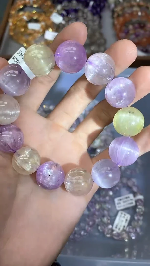 未镶嵌锂辉石手串A13彩锂辉17mm