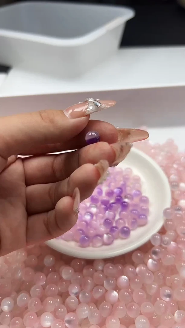 玛瑙/玉髓颈饰未镶嵌w3261血沉宝阳珠樱花粉8mm*40颗