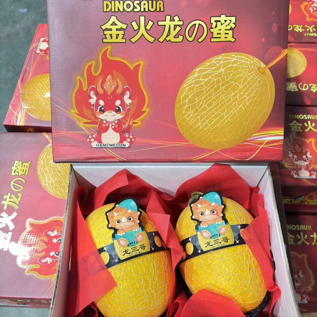 【哈拉秀严选】 “金火龙蜜”新鲜恐龙蛋蜜瓜2粒礼盒装9斤左右