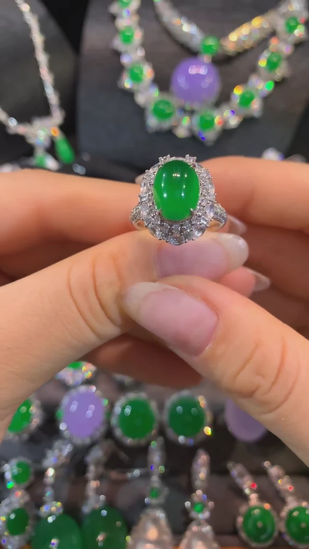 【闪购商品】翡翠戒指18K金镶嵌戒指