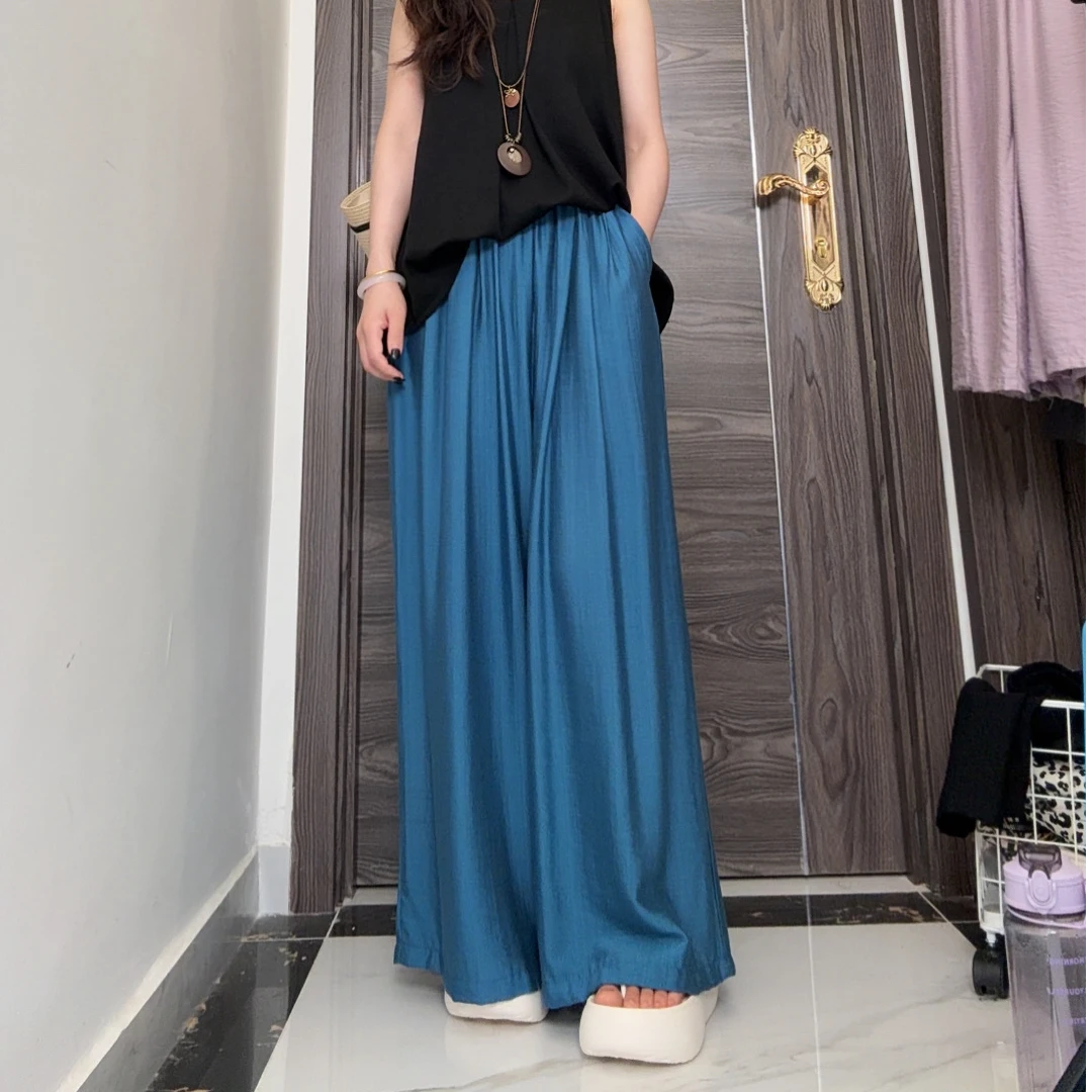 【现货+运费险】2025夏季韩系懒风宽松大裤腿百搭长裤休闲裤女