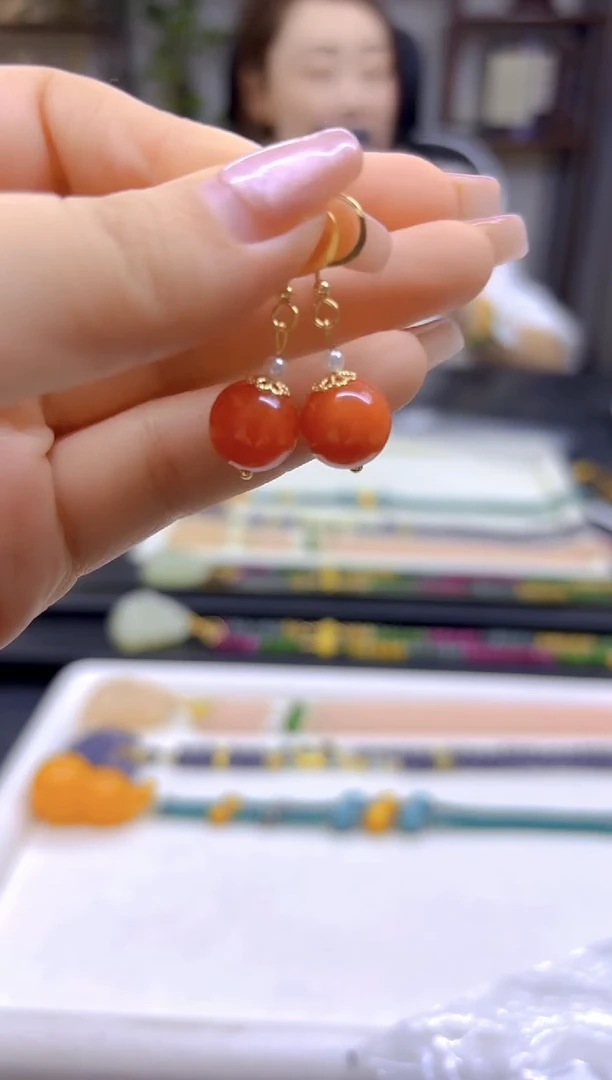 翡翠14K金镶嵌耳饰DIY款E827