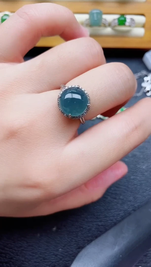 银S925镶嵌戒指翡翠1