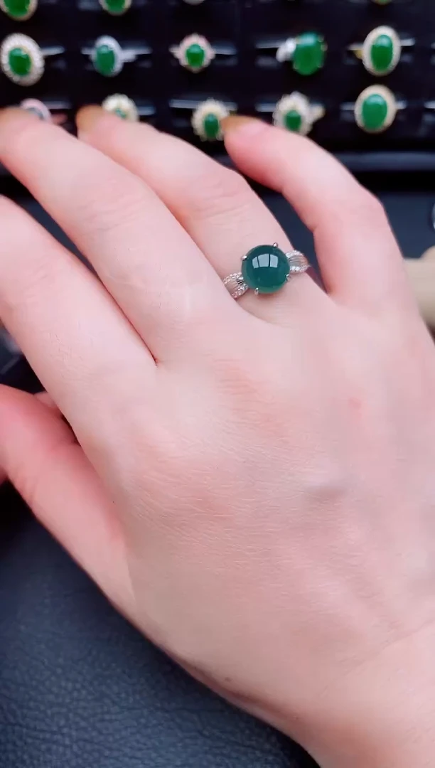 【闪购商品】翡翠戒指银S925镶嵌天然a货翡翠4