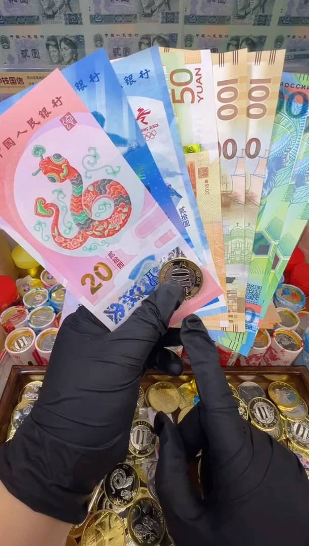 【闪购商品】合金福蛇献瑞纪念八钞一币合集（纸+塑料）