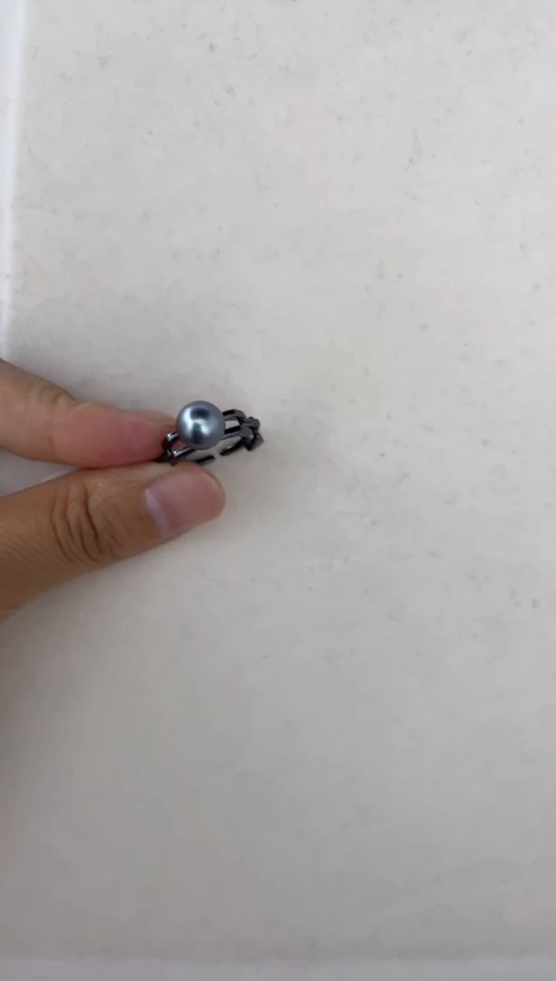 海水珍珠戒指银S925镶嵌戒指8-9