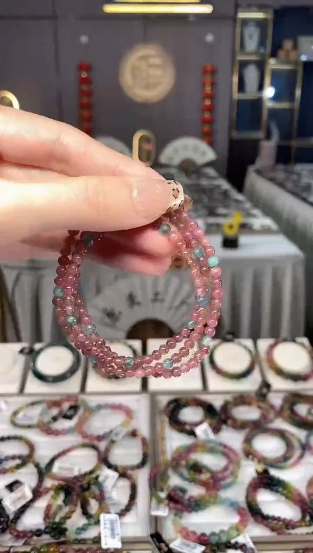 未镶嵌老矿碧玺三圈手串3mm+碧玺dan多样性发货一条