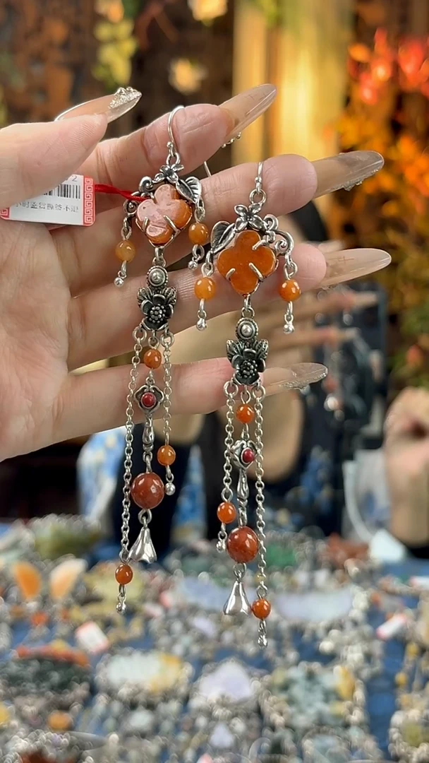 银S925镶嵌翡翠耳饰耳环