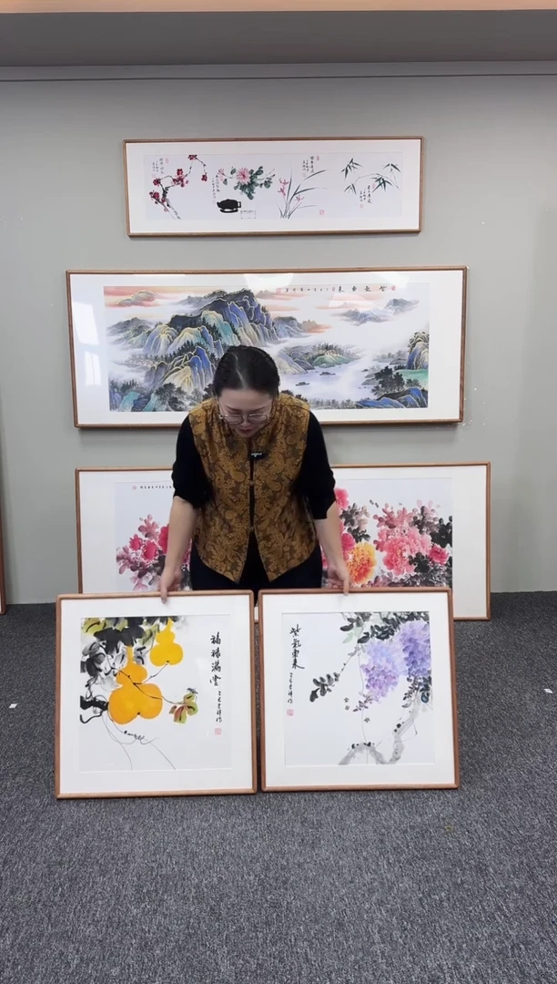 国画福禄满堂+紫气东来60*60