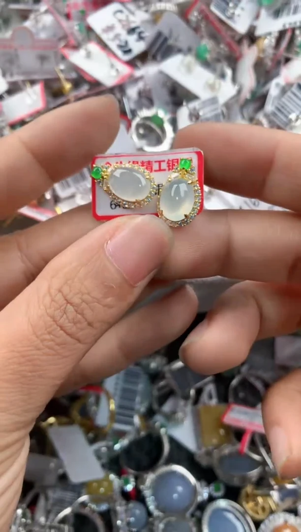银S925镶嵌戒指翡翠4444---6