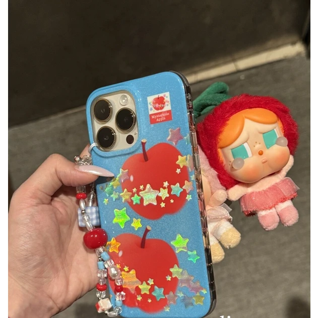韩系ins镭射星星红苹果适用于苹果16promax手机壳15保护套1413