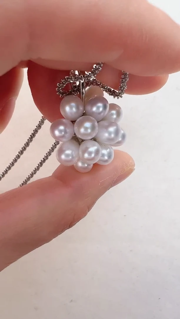 【闪购商品】淡水珍珠吊坠(赠链)合金爆米花白色