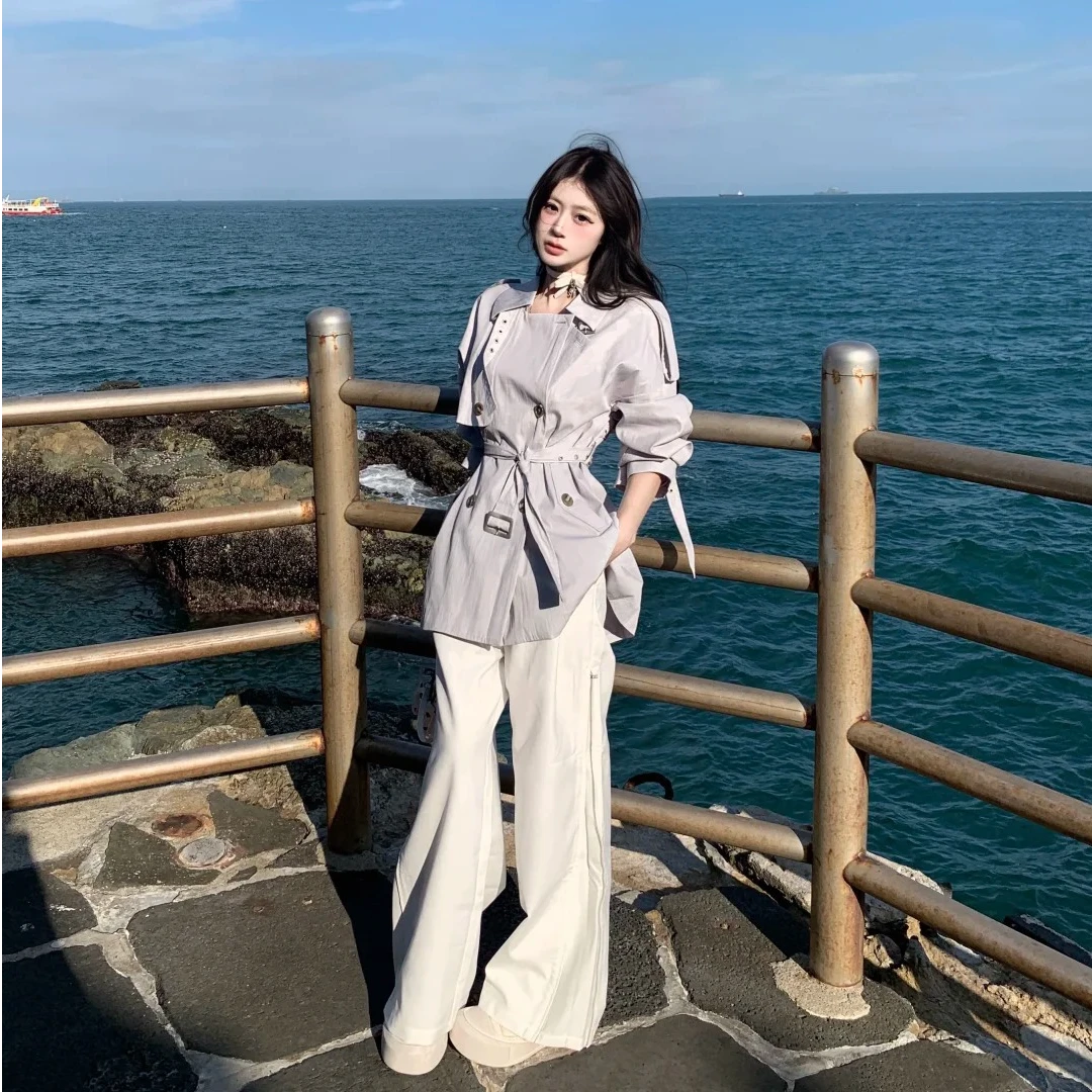 风衣外套女小个子2025秋新款爆款气质高级感百搭外套女配休闲长裤