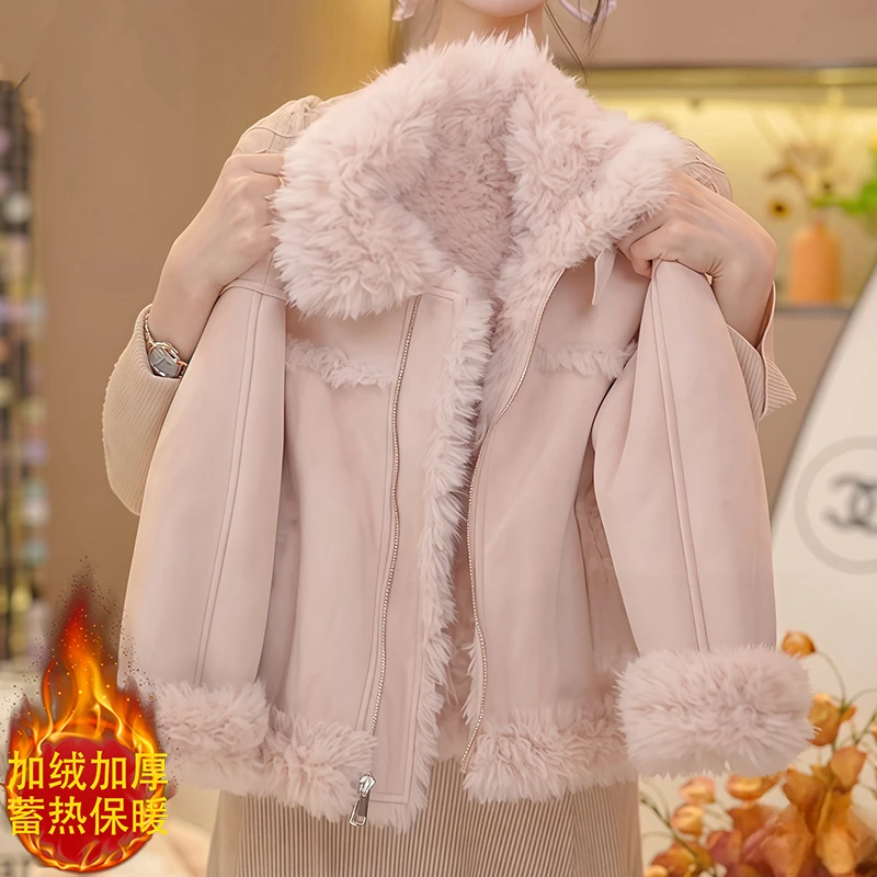 女童毛毛外套秋冬2025新款双面穿皮毛一体长绒毛大衣派克服保暖潮