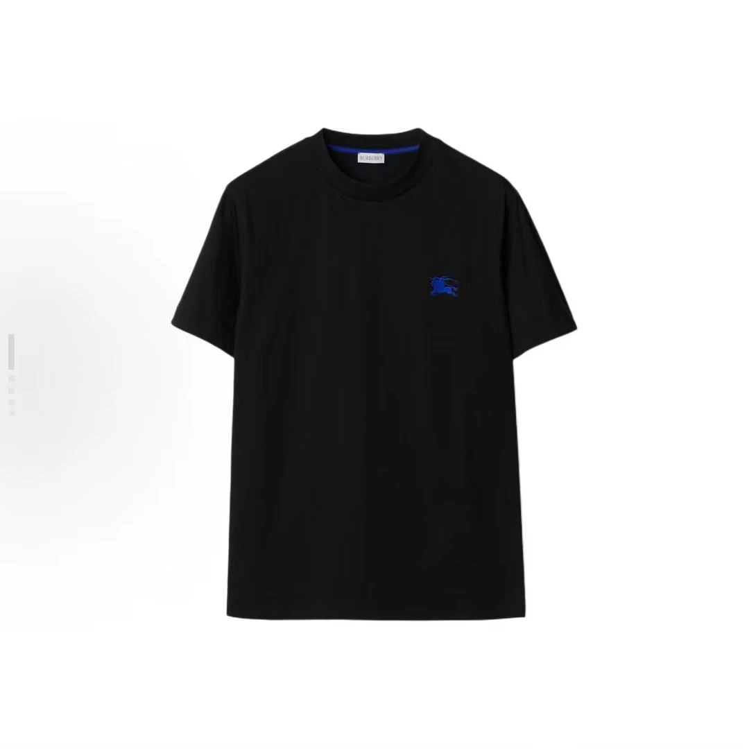 Burberry博柏利 Logo长袖纯色圆领修身短袖T恤 男款 黑色