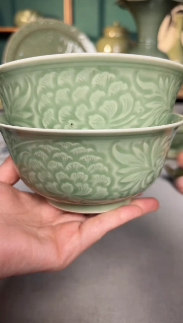 【闪购商品】其他耀州窑5.5寸塔式牡丹碗微瑕矿点2只特价