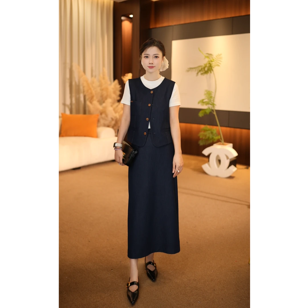 Xi 25192春夏新款马甲+裙子套装女高定轻奢气质显瘦2025早春