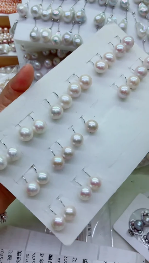 银S925镶嵌淡水珍珠耳饰多样性发其一，非无暇