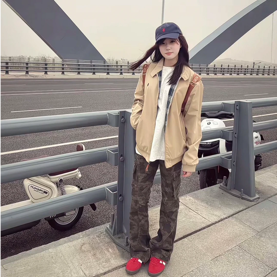 刺绣复古小标夹克男女百搭拉链春秋行政经典款夹克外套战马男装