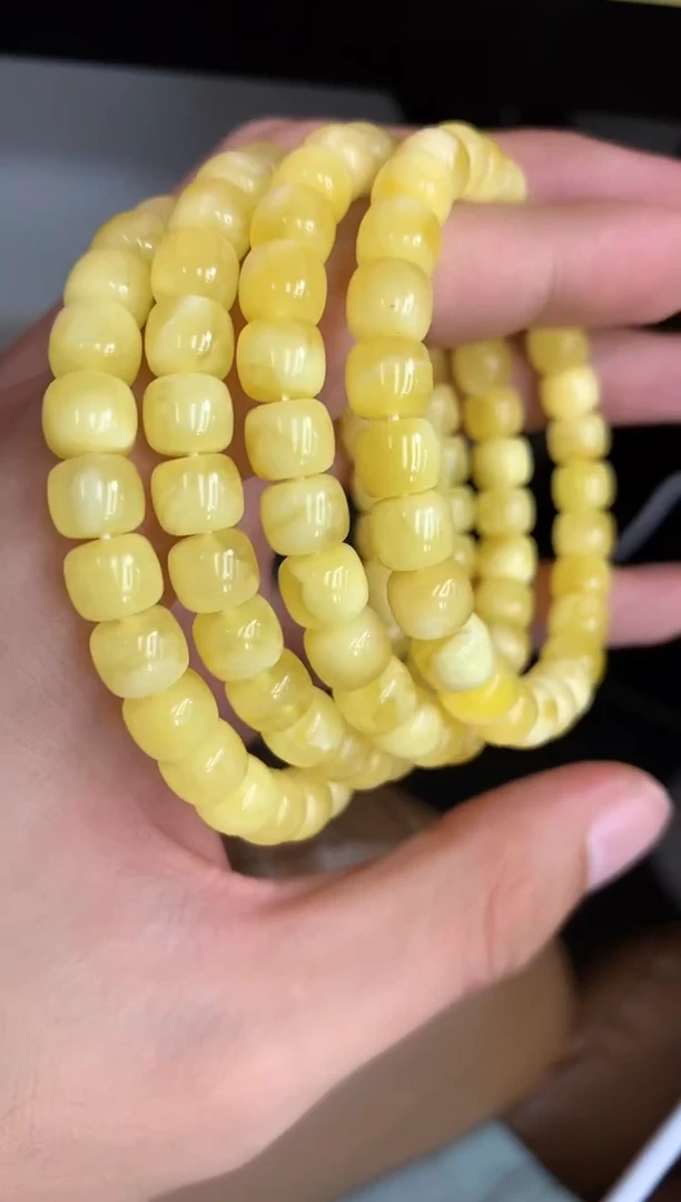 未镶嵌蜜蜡裸石手串多样性发其一