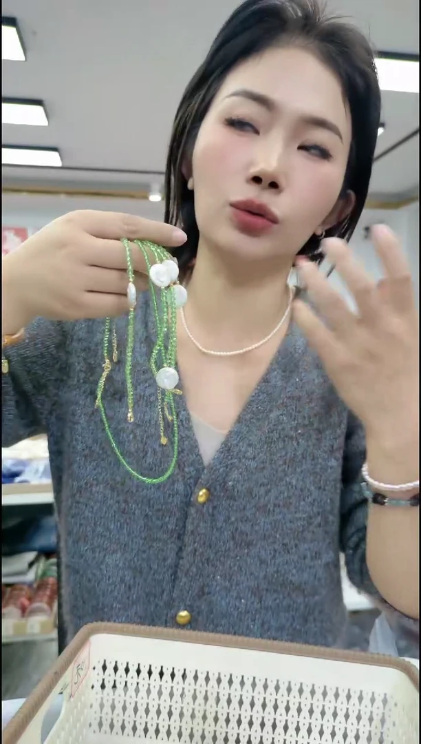 【闪购商品】淡水珍珠颈饰合金1486 巴洛克单珠绿链缘分发