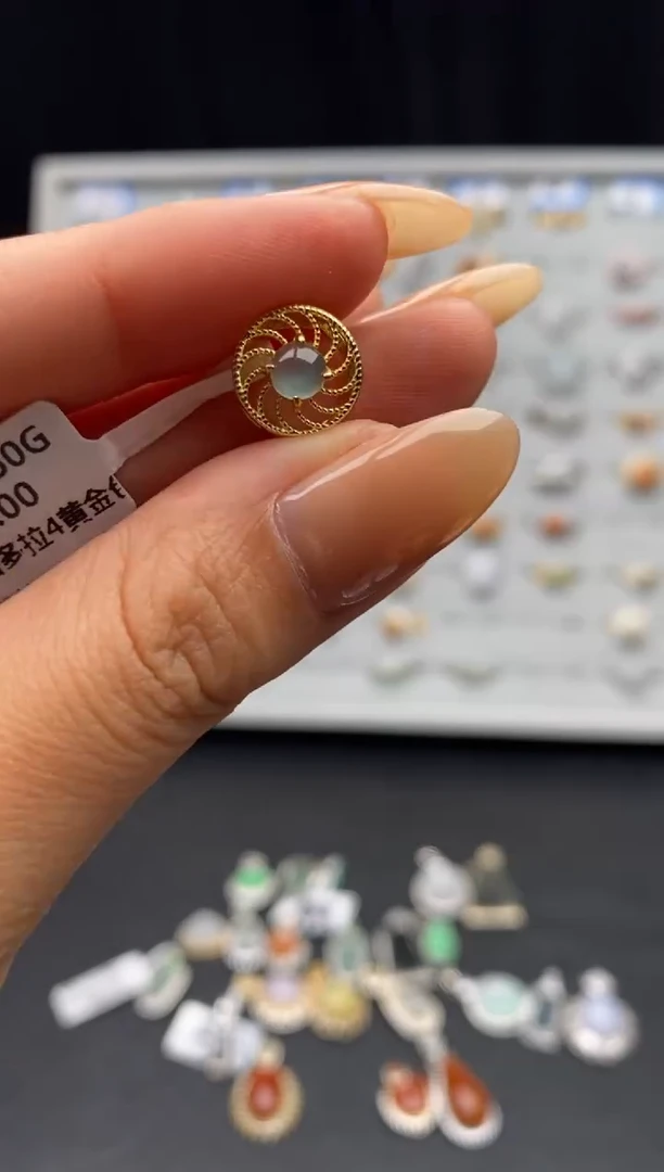 银S925镶嵌戒指翡翠天然A货翡翠