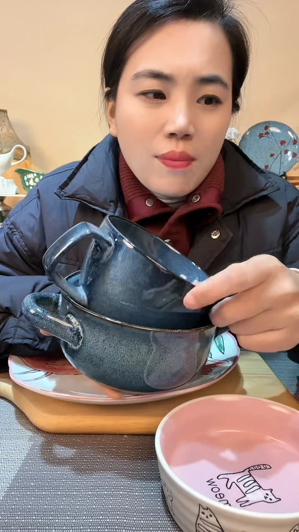 【闪购商品】瓷片杯子双耳碗  微瑕介意勿拍