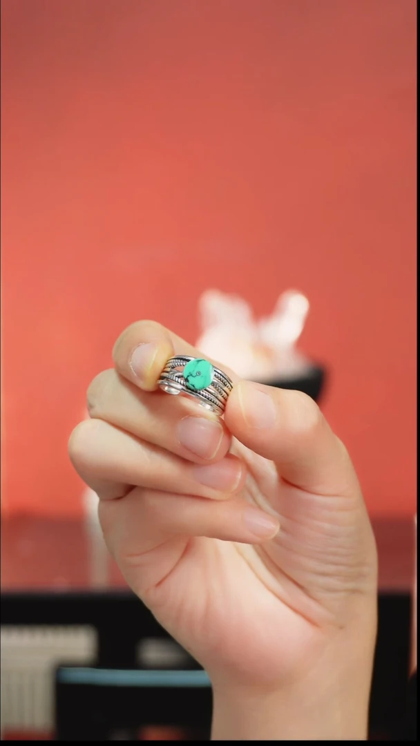 银S925镶嵌绿松石戒指戒指