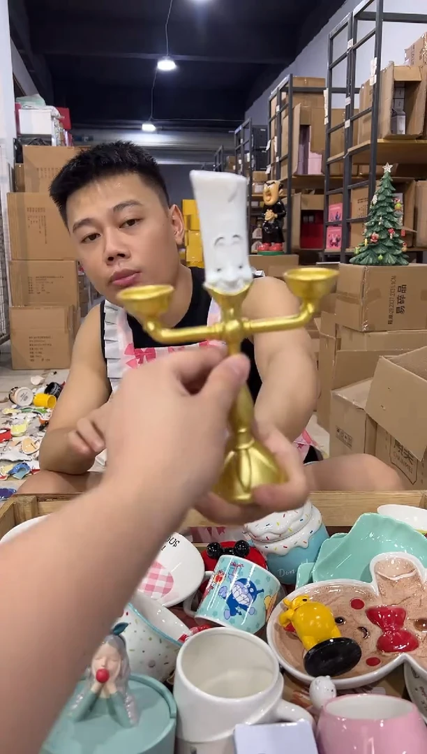 瓷片小号烛台摆件