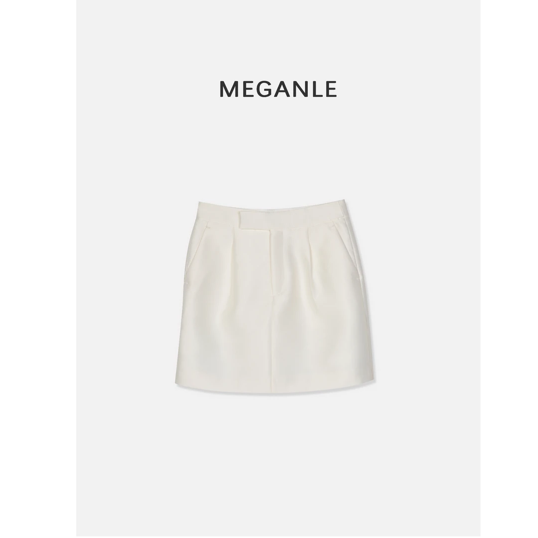 【邂逅】MEGANLE 高级光泽感A字高腰廓形半身短裙2024262