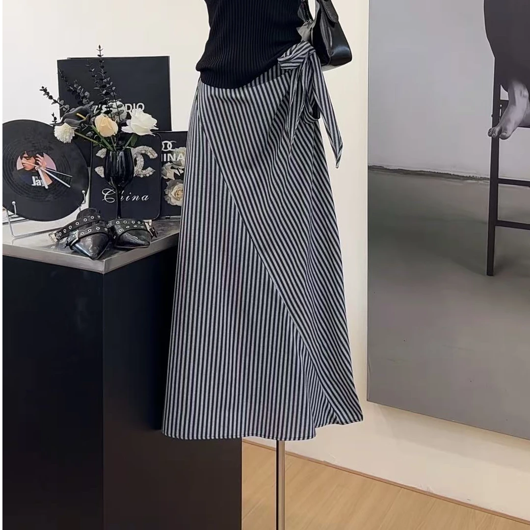 【显廋包】格纹系带半身裙高腰遮胯高定轻奢-8068