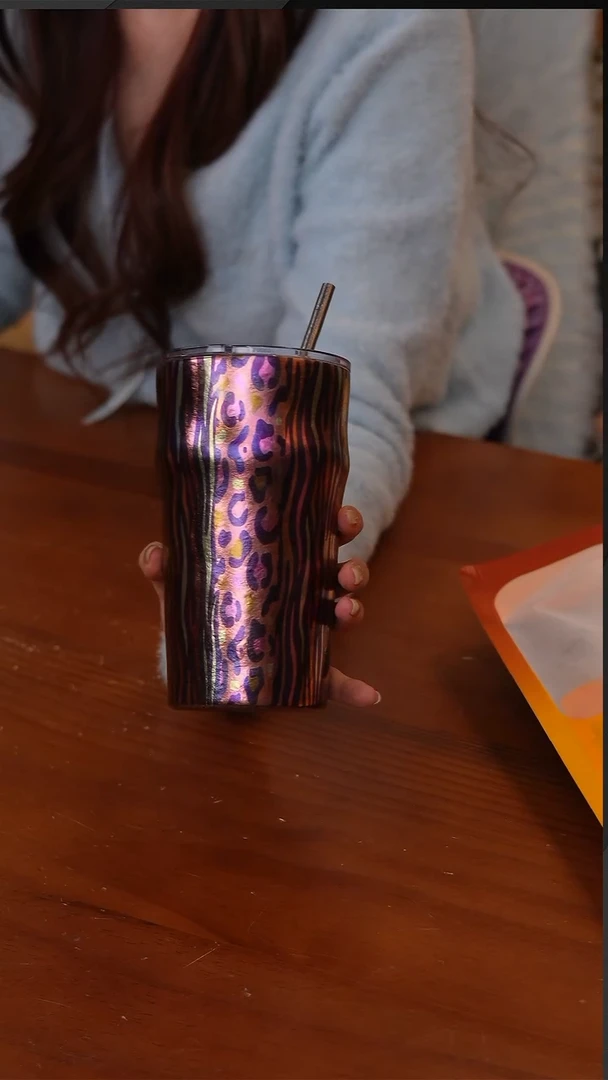 陶233-彩彩钛纯钛广口杯啤酒杯500ML - 条纹