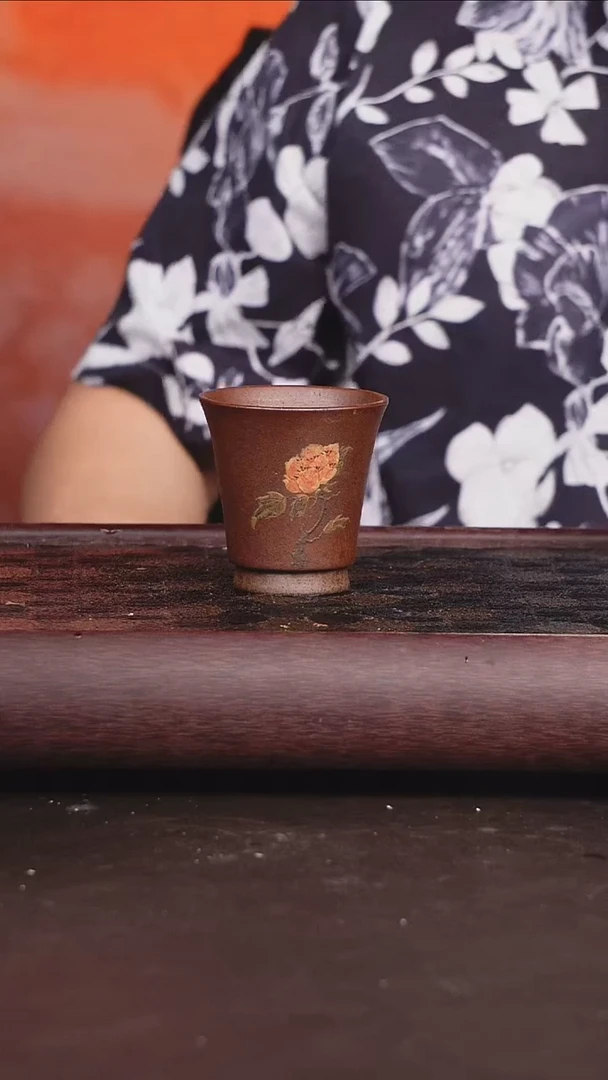 茶壶紫砂柴烧 牡丹杯