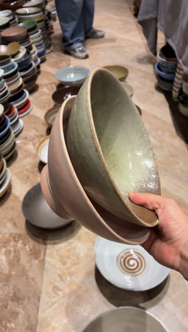 瓷片离*450粉加绿幸福大碗2个