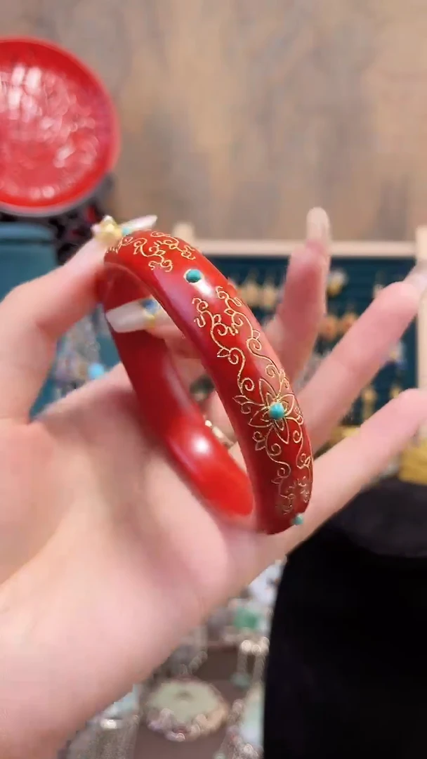 非遗手工金漆镶嵌镯子