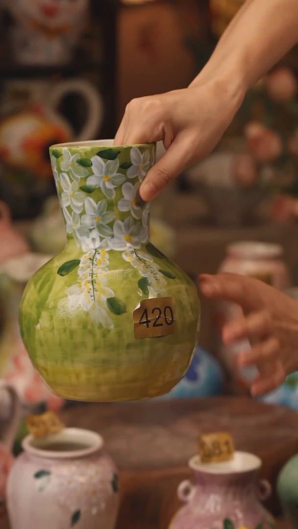 陶瓷420景德镇设计师手作花器摆件侘寂风