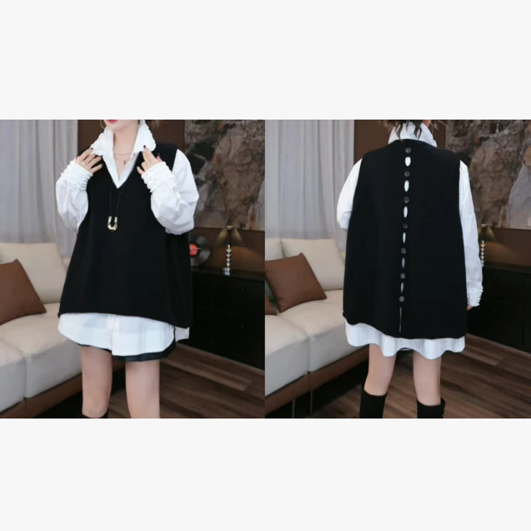 【鑫蕾】新款马甲背后装饰扣设计百搭气质针织马甲9206