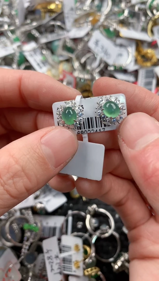 银S925镶嵌戒指翡翠向*222   7