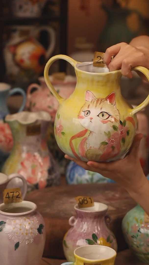 陶瓷294景德镇设计师手作花器摆件侘寂风