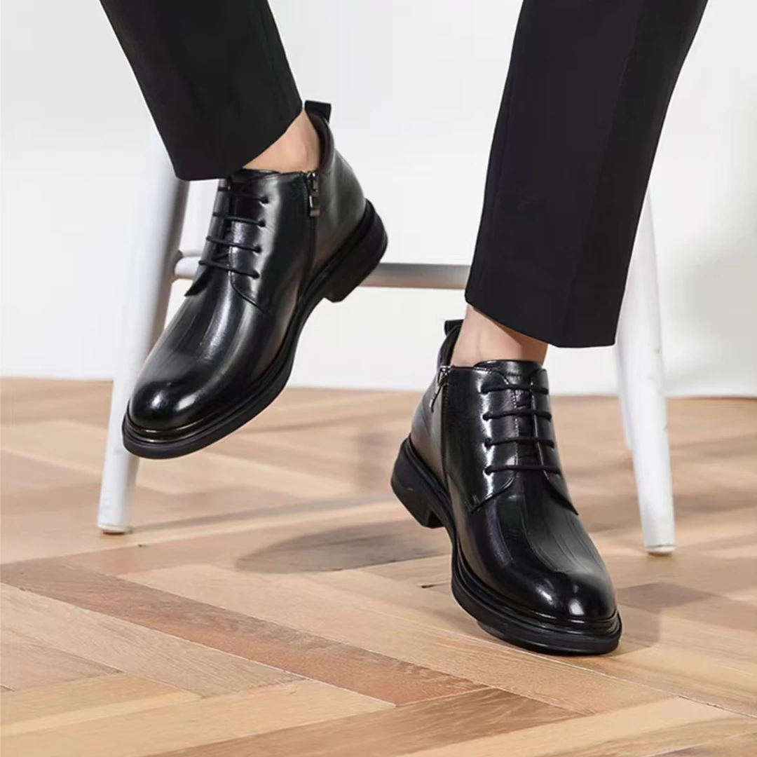 KANGNAI/康奈2024冬款11247060牛皮圆头高帮舒适真皮绒里休闲棉鞋