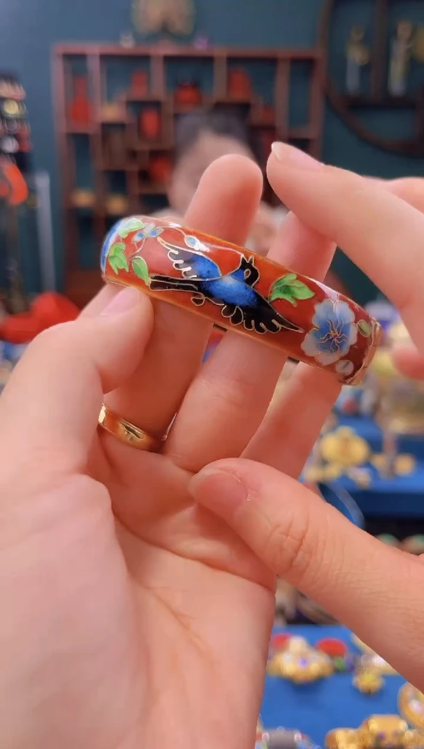 景泰蓝手镯圈口56-63砖红色