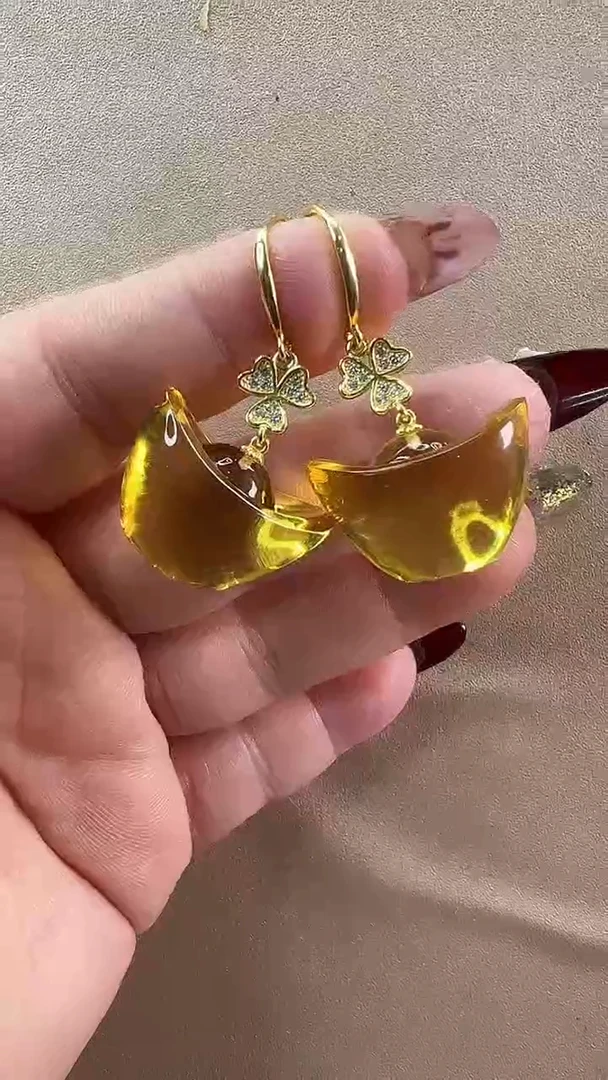 【闪购商品】琥珀耳饰未镶嵌耳环