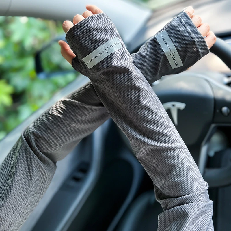 冰袖防晒女夏季防紫外线袖套薄款透气大码开车骑行纯色护臂宽松