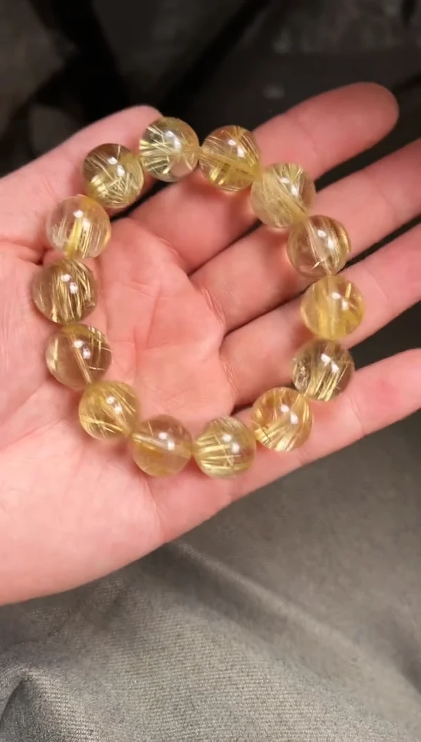 【闪购商品】发晶手串未镶嵌15+mm金钛晶（多样性发其一）