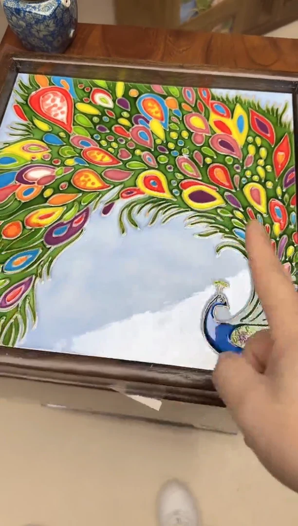 陶瓷33.33茶盘 孔雀